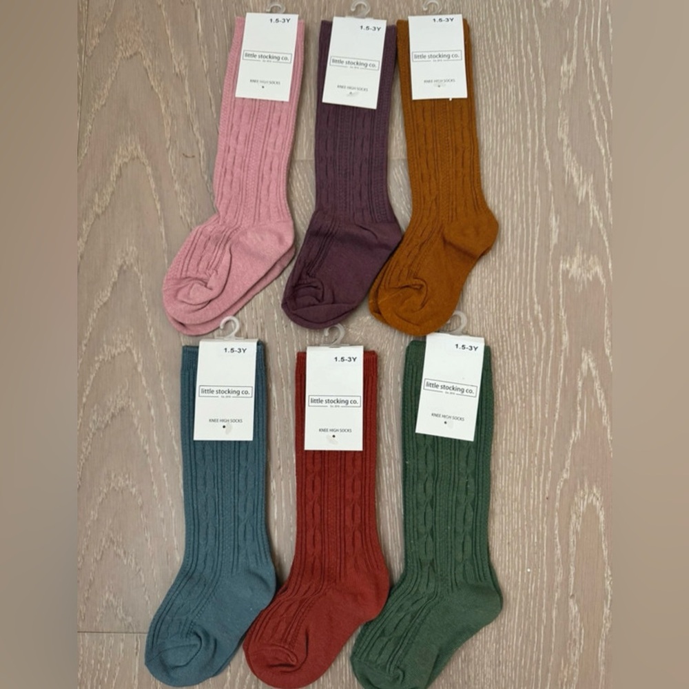 Cable knit toddler girl knee high size 1.5-3T lot of 6 NEW